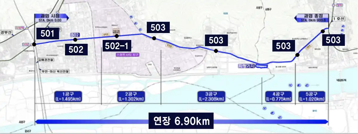 부산도시철도-사상하단선-정거장위치-노선도-지도