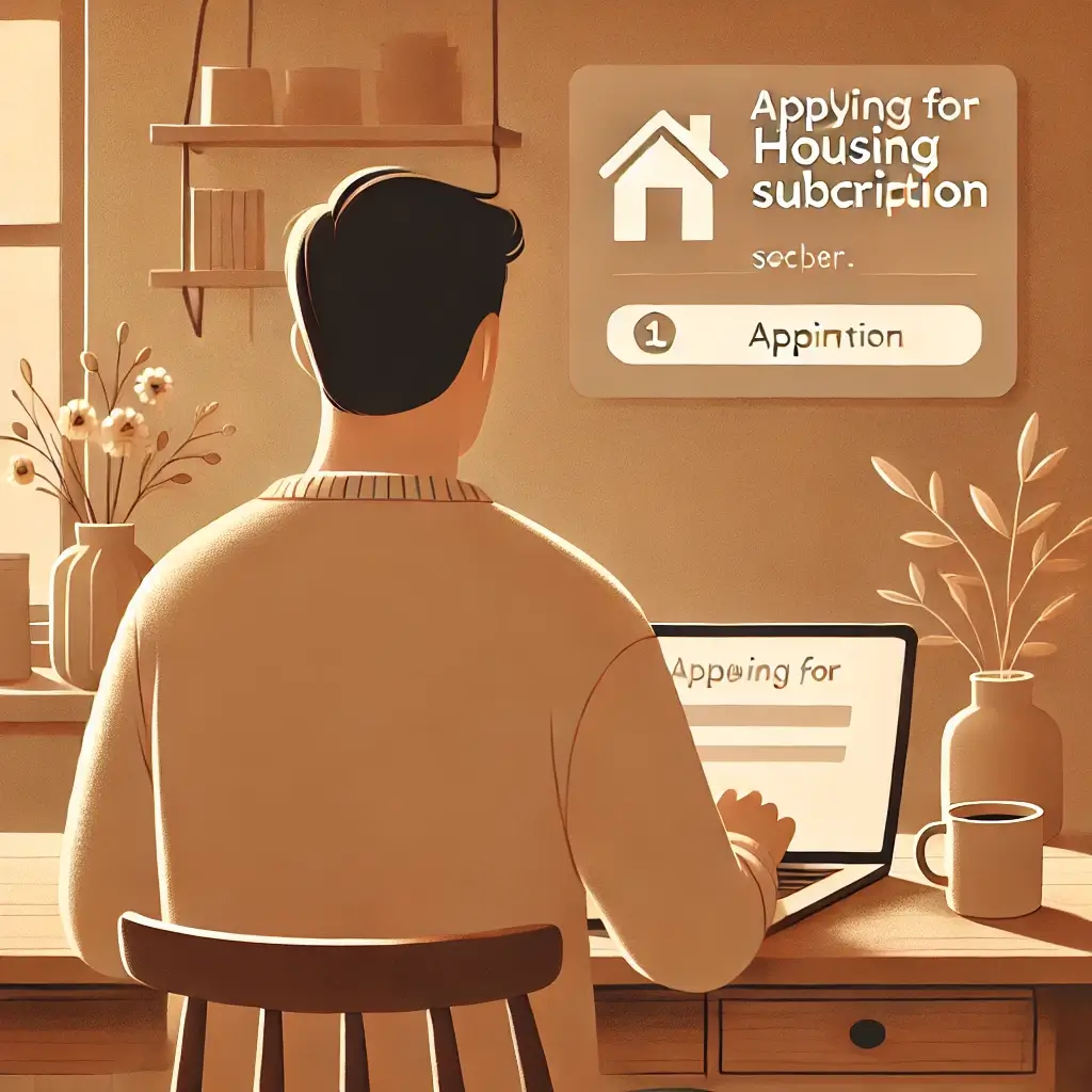 청약 신청을 하는 남성의 뒷모습