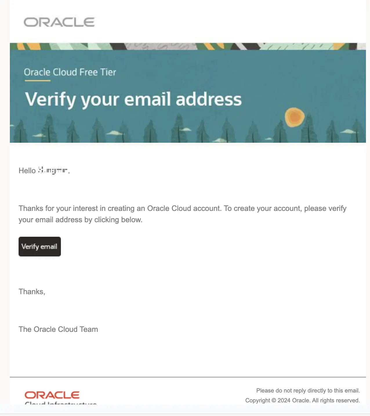 오라클 회원 가입 - 이메일 검증 메일 확인