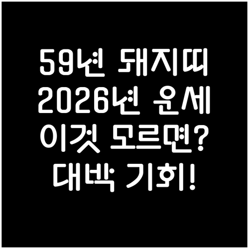 1959년생 돼지띠 2026년 종합 ..
