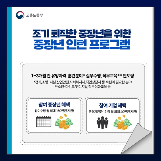 조기퇴직한 중장년 인턴 프로그램