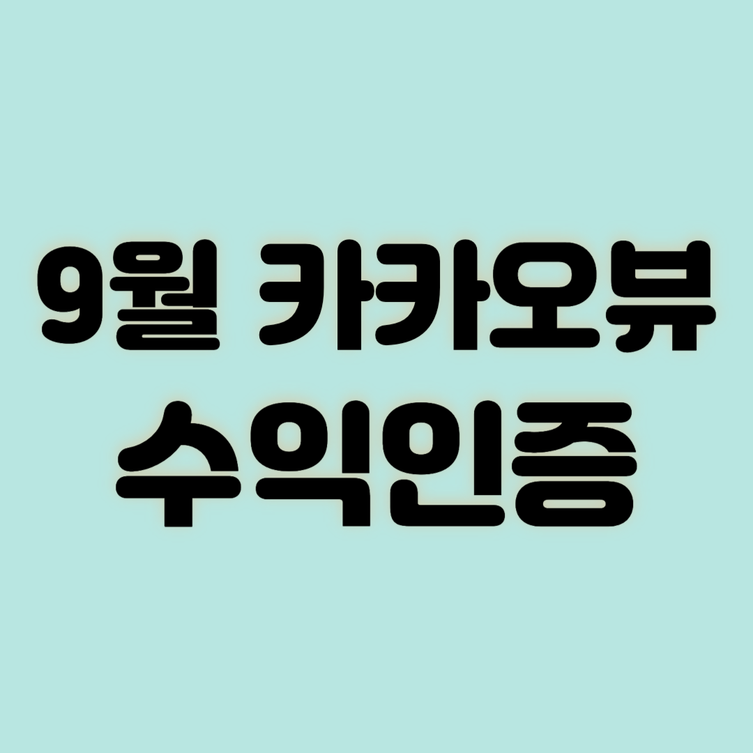 9월 카카오뷰 수익인증