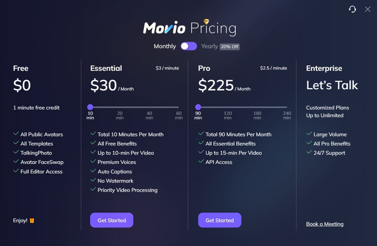 요금정책 월별요금 일별요금 무료버전 free버전