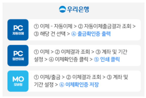 이체확인증 발급방법