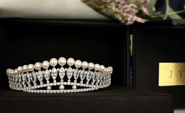 지연 결혼 축하 진주 티아라 왕관