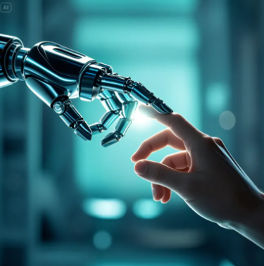 AI와 인간의 손가락이 맞닿은 사진