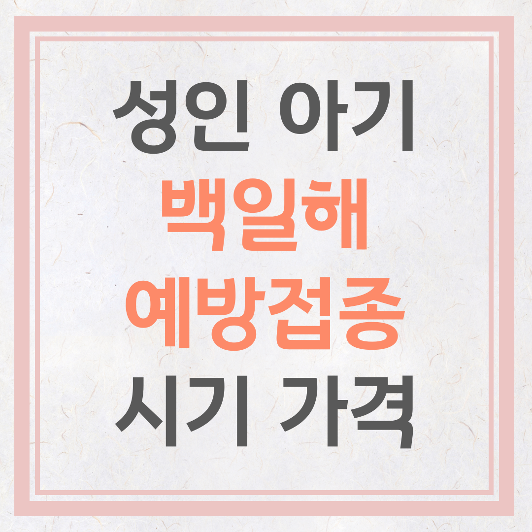 성인 아기 백일해 예방접종 시기 가격