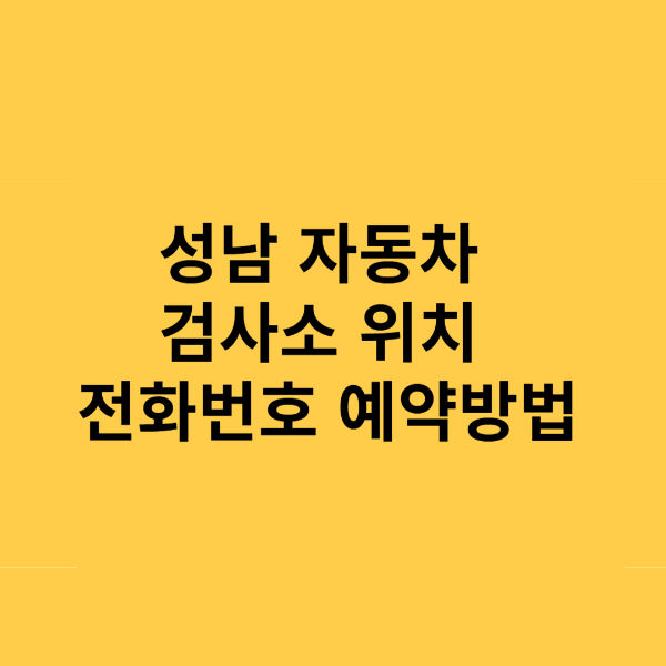 성남 자동차 검사소 위치 전화번호 예약방법