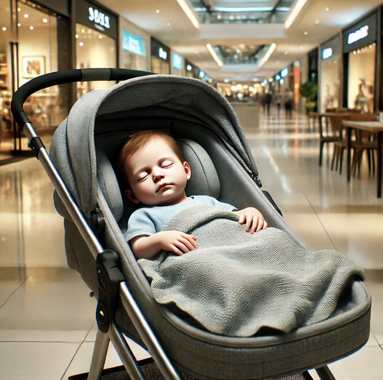 외출 중 낮잠자는 아기