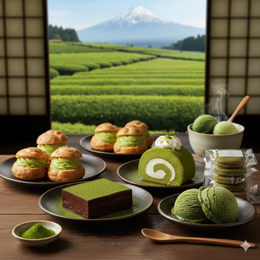 시즈오카에서 유명한 녹차로 만든 젤라또 초콜릿 과자