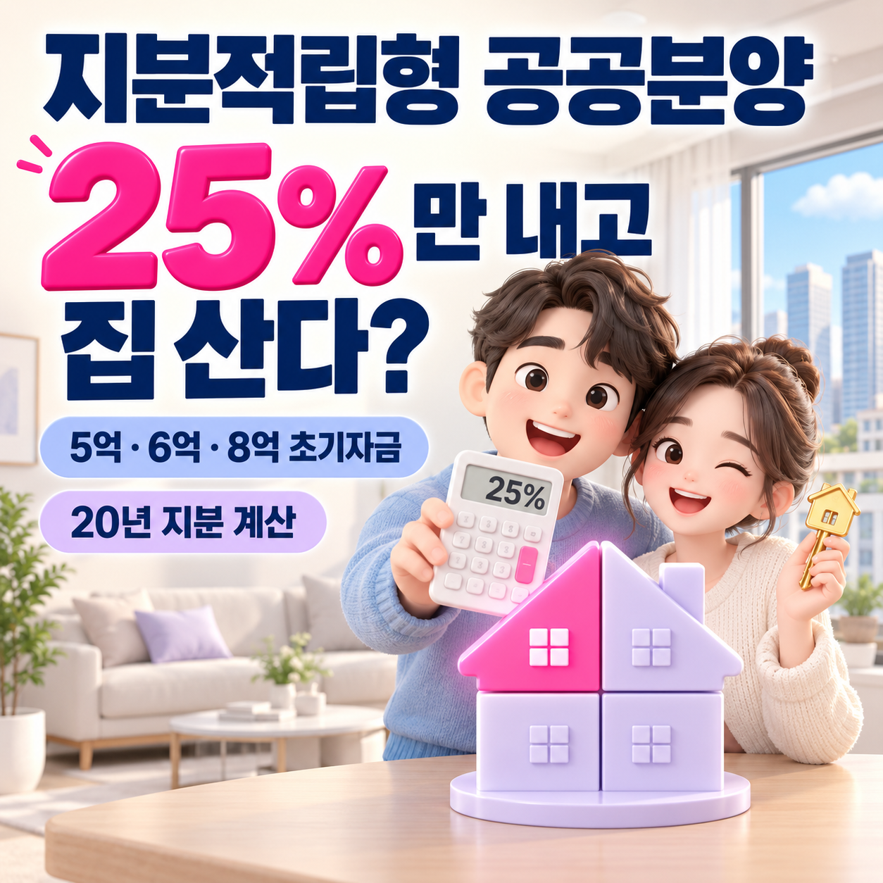 지분적립형 공공분양 25%만 내고 집 산다?｜5억&middot;6억&middot;8억 초기자금&middot;20년 지분 계산