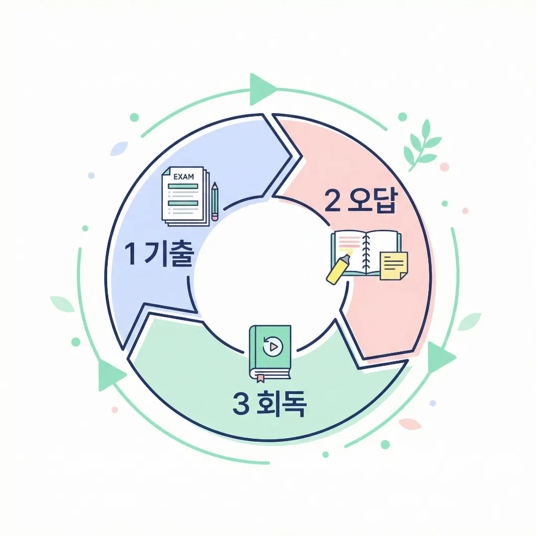 사회복지사 1급 시험 준비에서 기출풀이와 오답정리, 회독을 반복하는 3단계 공부 루틴 이미지