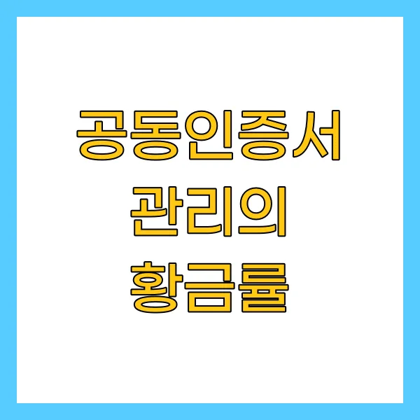 공동인증서 관리의 황금률
