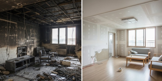 화재청소 후 복구중