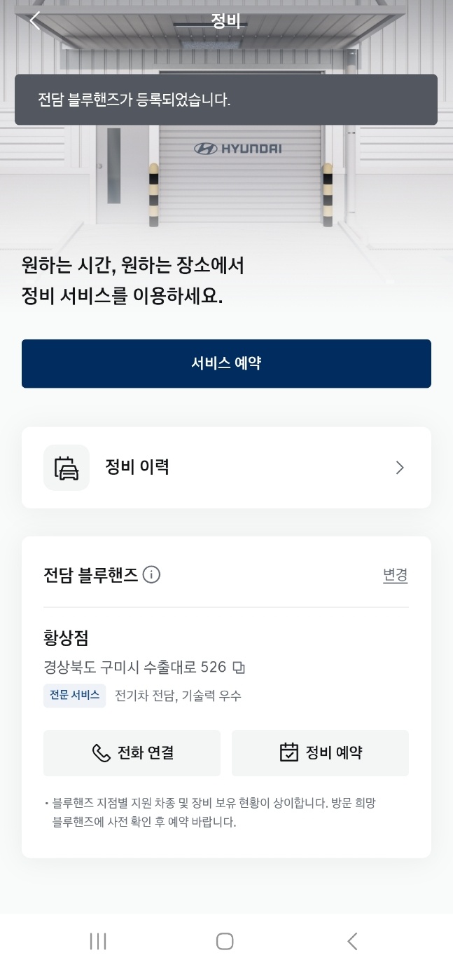 현대블루핸즈 예약