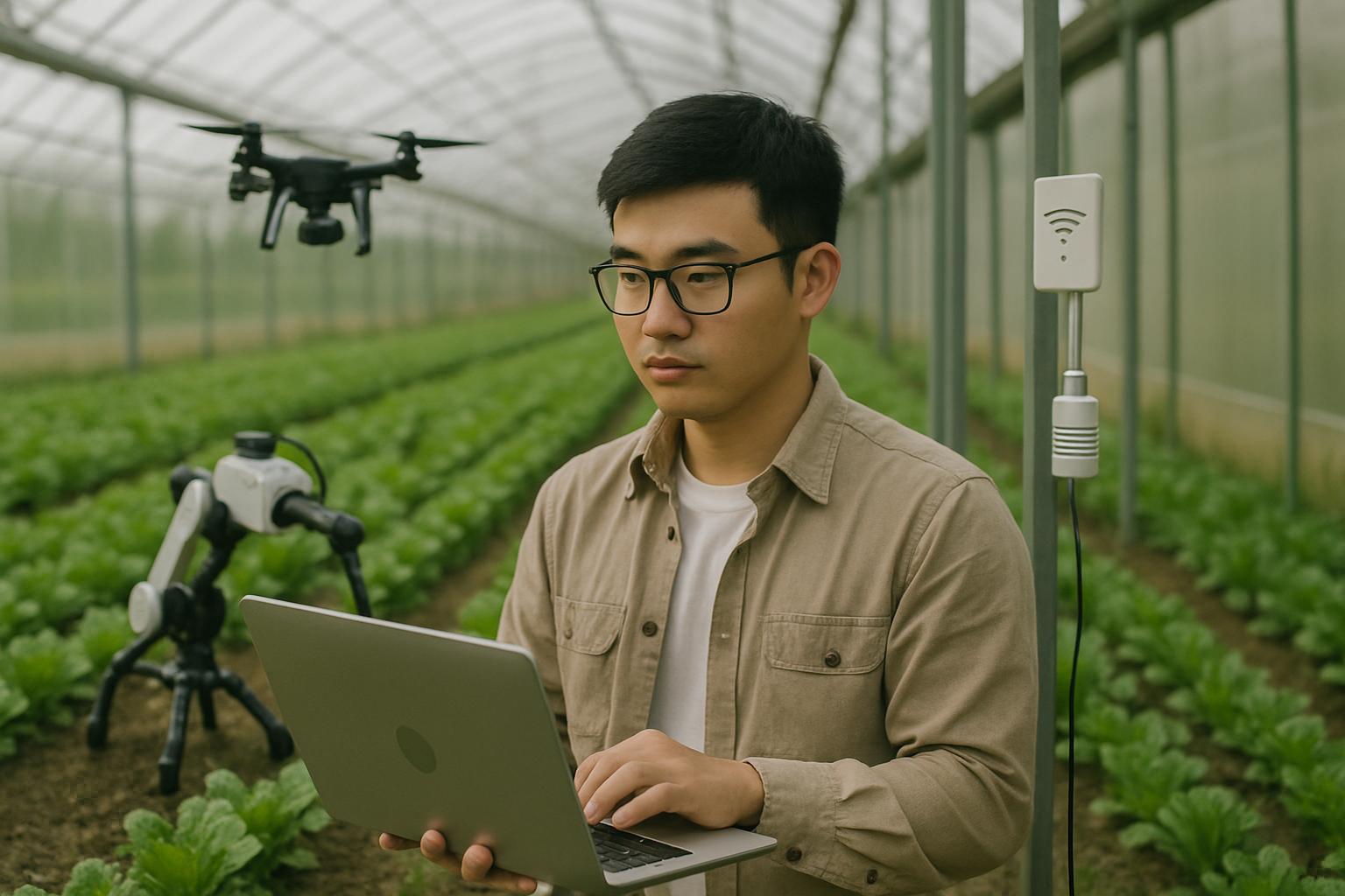 스마트농업공학과 전공하는 학생의 모습