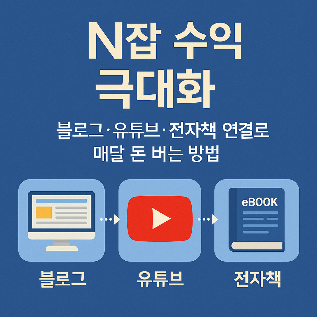 N잡 수익 극대화: 블로그&middot;유튜브&middot;전자책 연결로 매달 돈 버는 방법