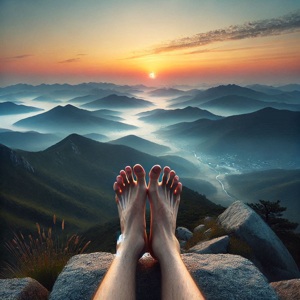 Barefoot walking on Gyejoksan trail