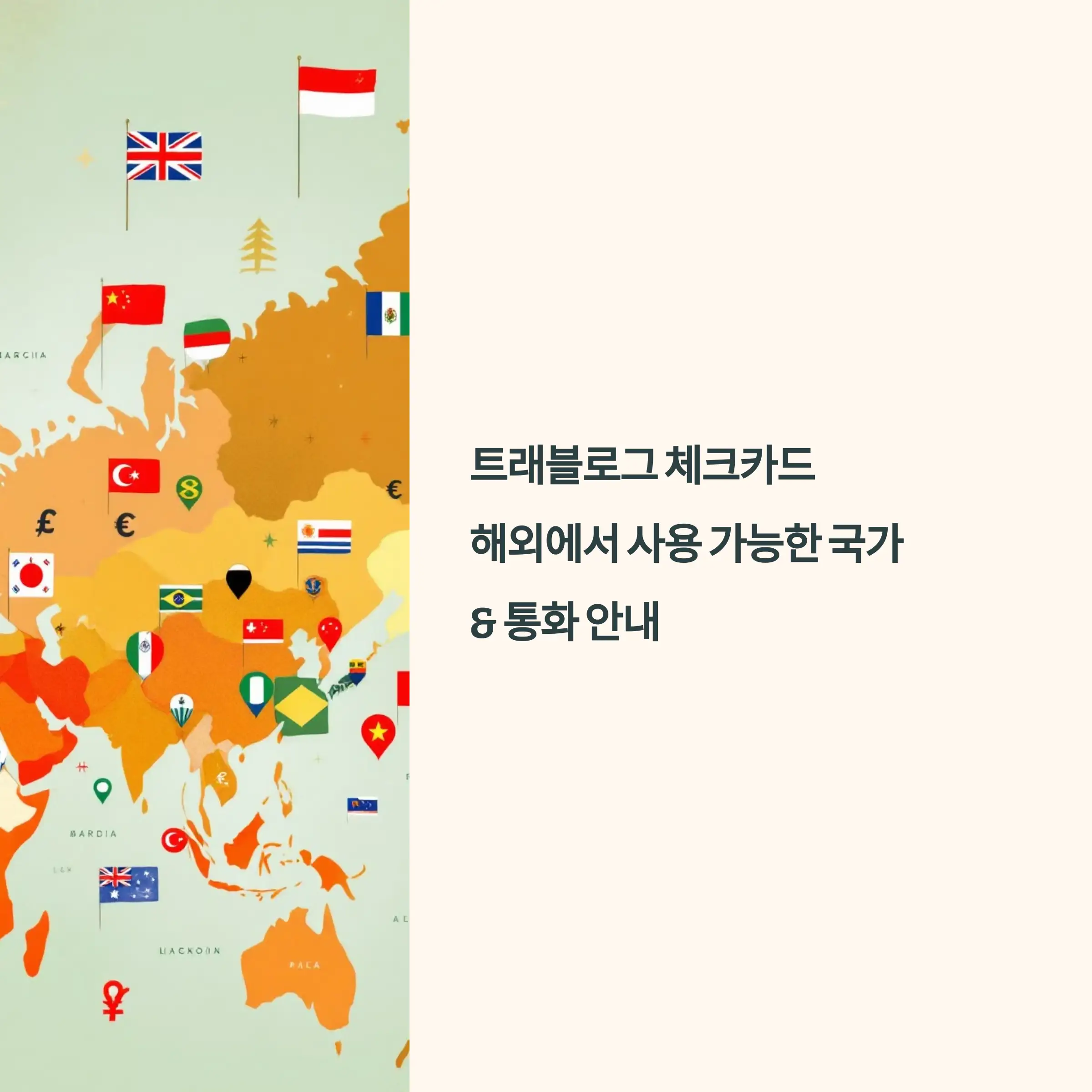 트래블로그 체크카드, 해외에서 사용 가능한 국가 및 통화 안내