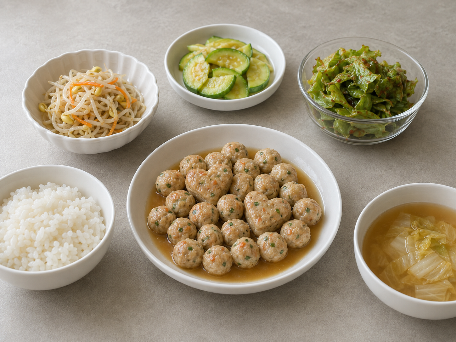닭고기완자조림이 있는 식단 사진