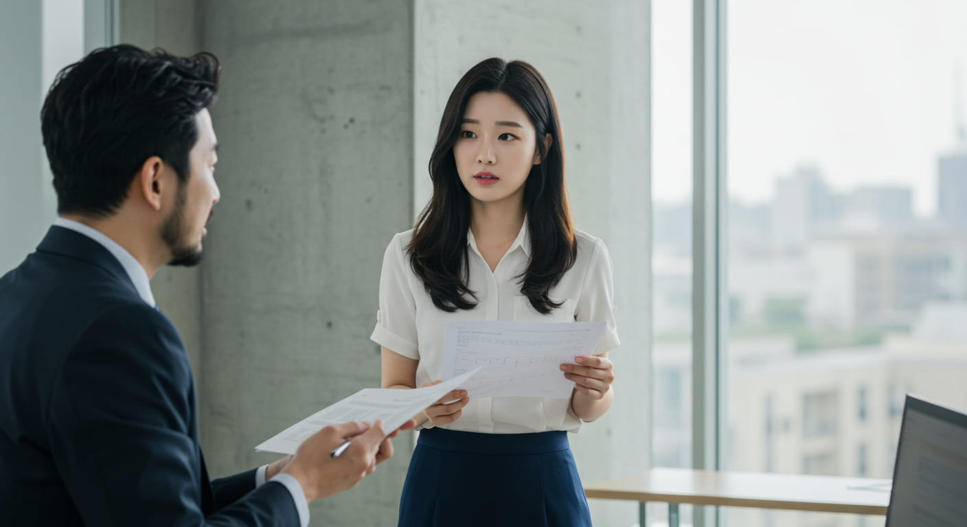&quot;폐업 지원 상담을 받는 한국 여성&quot;