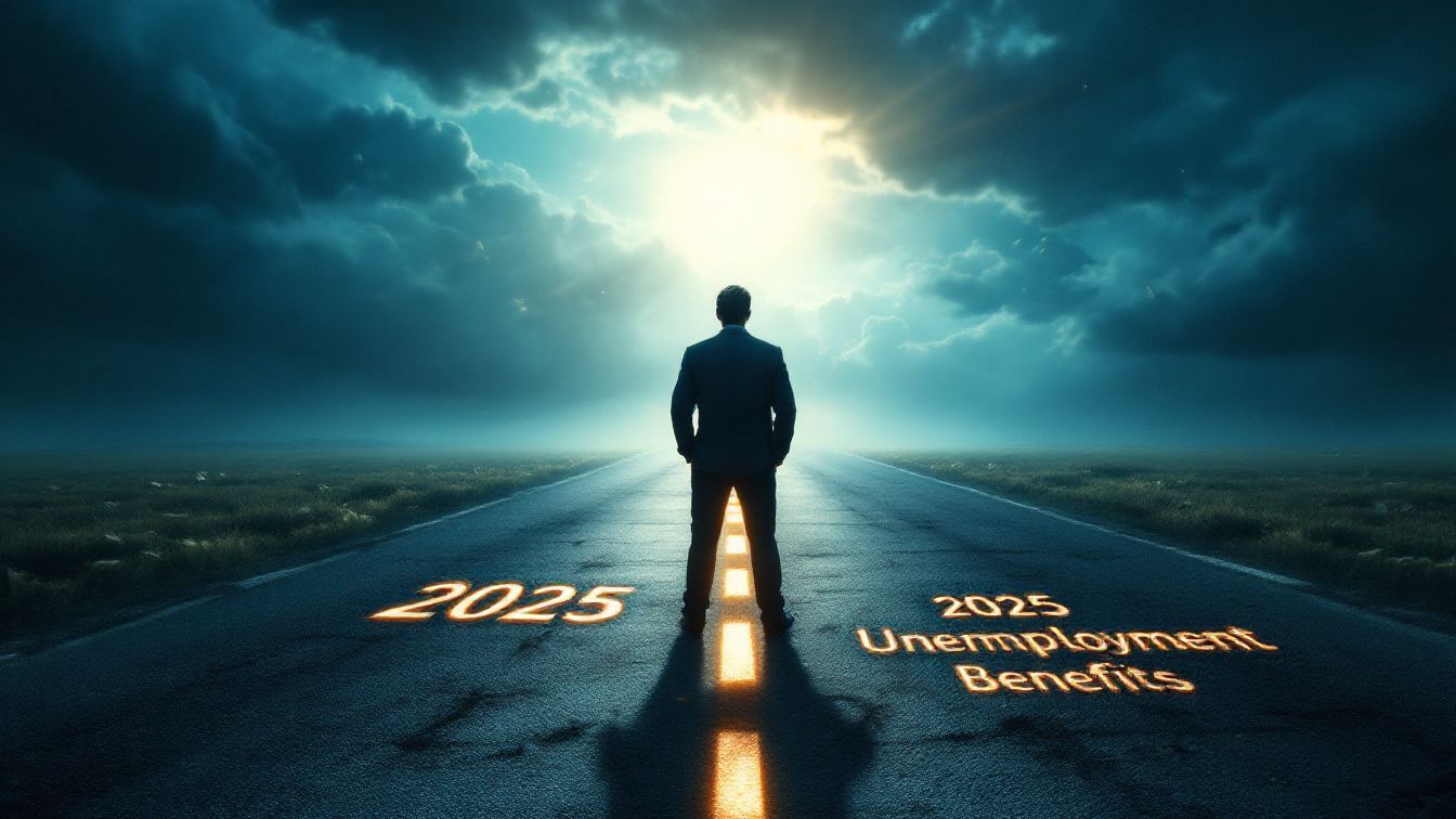 2025년 실업급여 제도의 변경과 실직자 지원 방향을 상징하는 도로 위 남성의 이미지