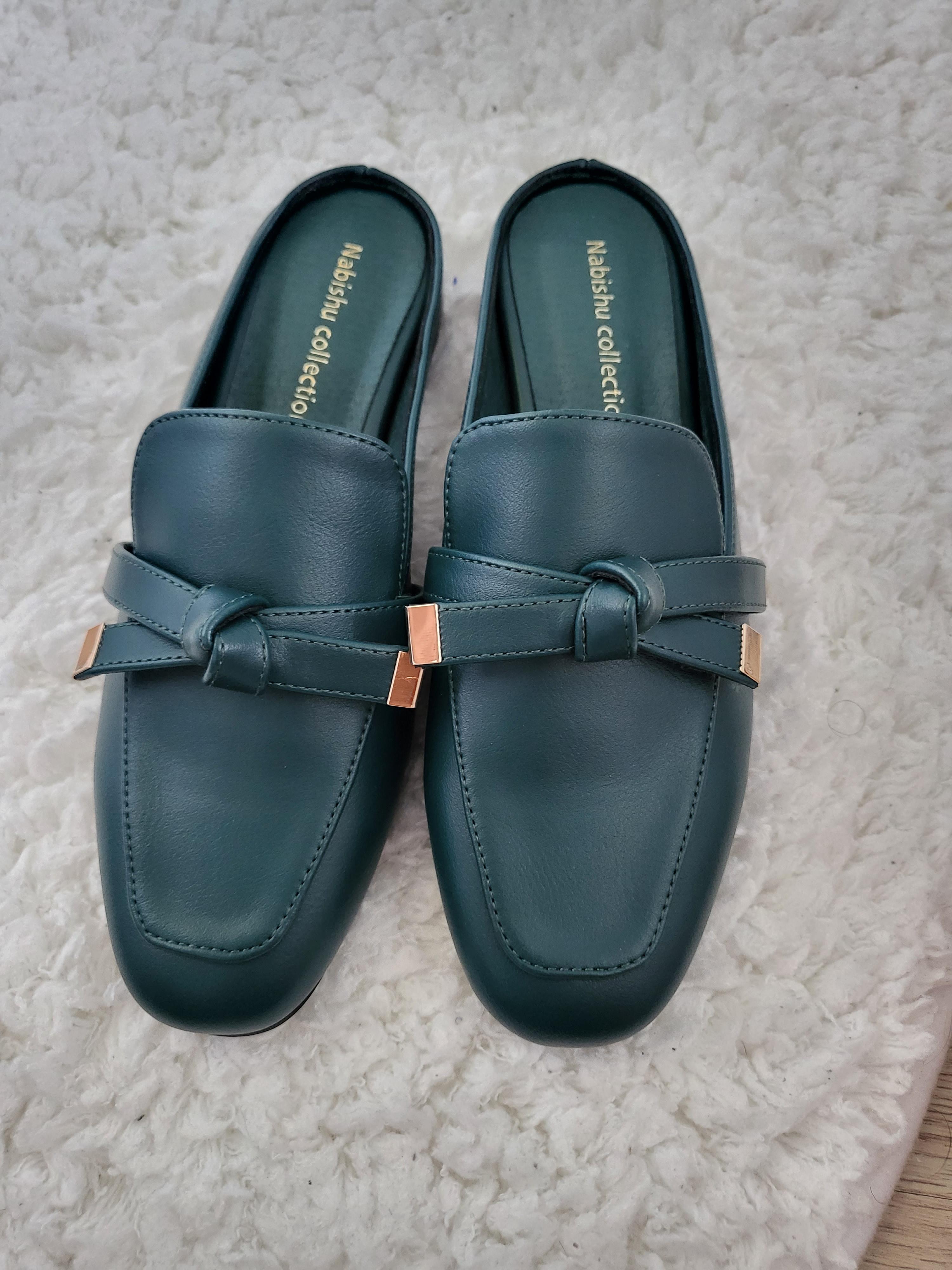 그린색 뮬슬리퍼