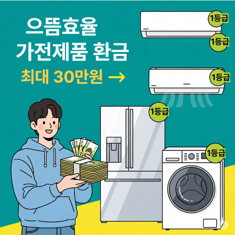 으뜸효율 가전 1등급 환급 신청, 최대 30만원