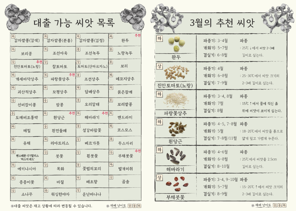 씨앗도서관-대출가능-씨앗-목록