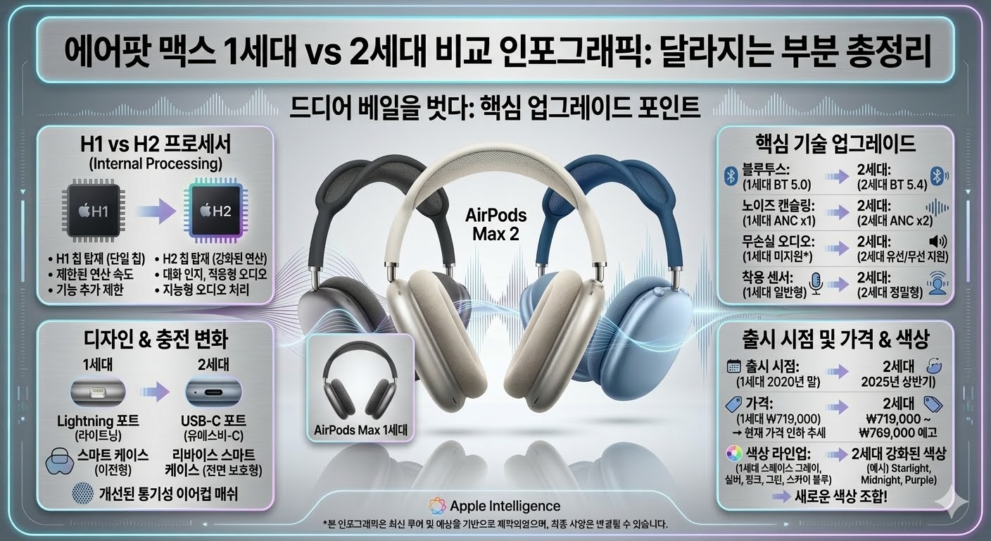 에어팟 맥스1세대 2세대 차이점