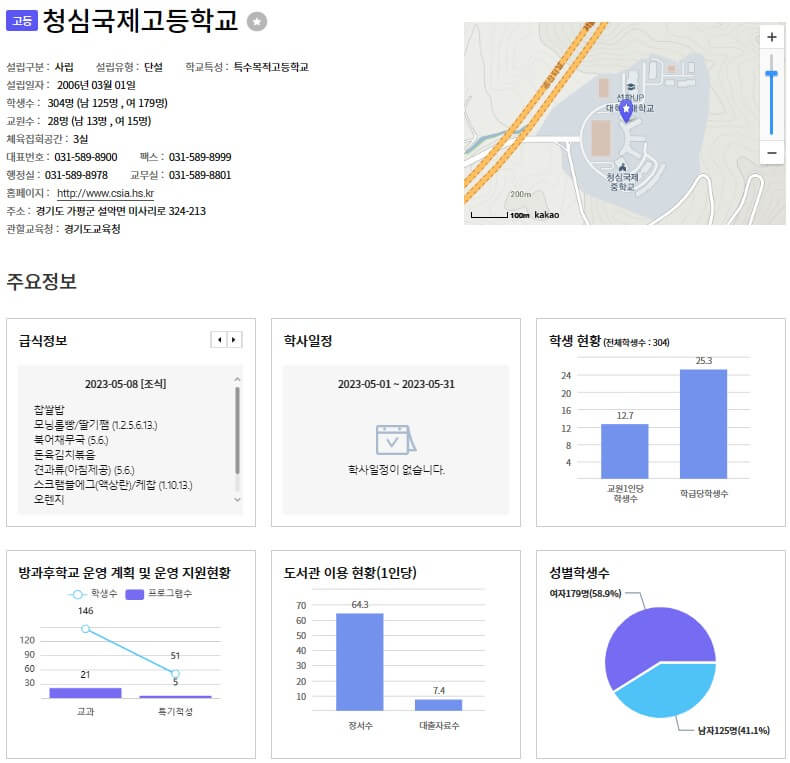 청심국제고등학교 정보
