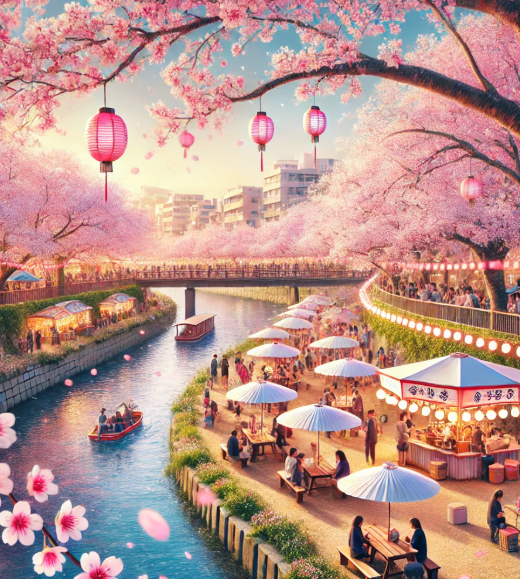 벚꽃놀이 가는 사람들