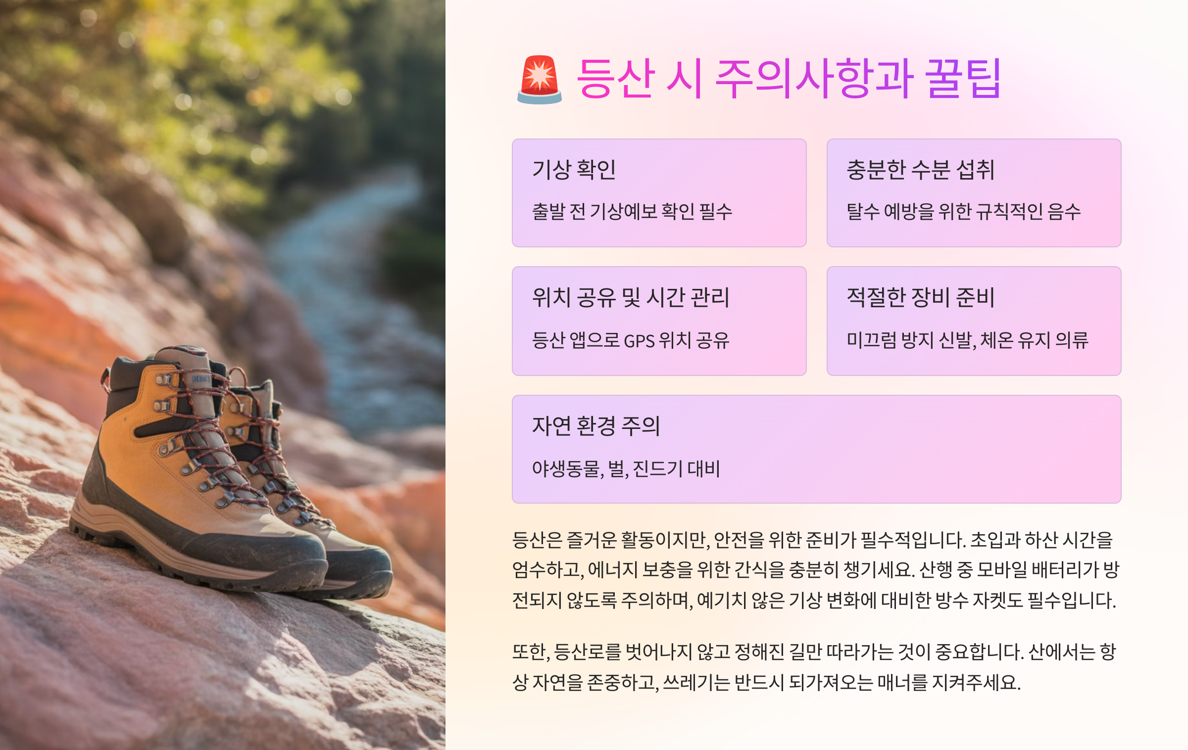 🚨 등산 시 주의사항과 꿀팁