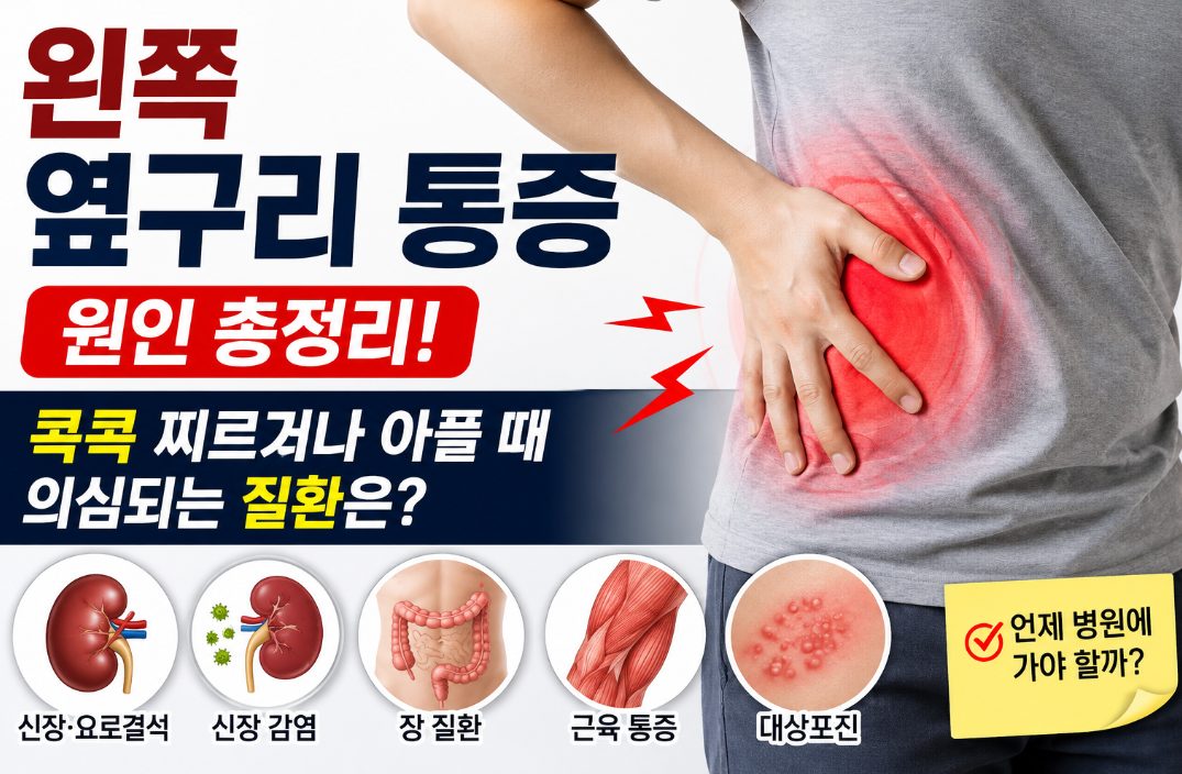 왼쪽 옆구리 통증 원인｜콕콕 찌르거나 아플 때 의심되는 질환