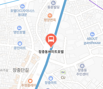 장충동써미트호텔에서 인천공항 리무진 공항버스(6702번) 지도 위치