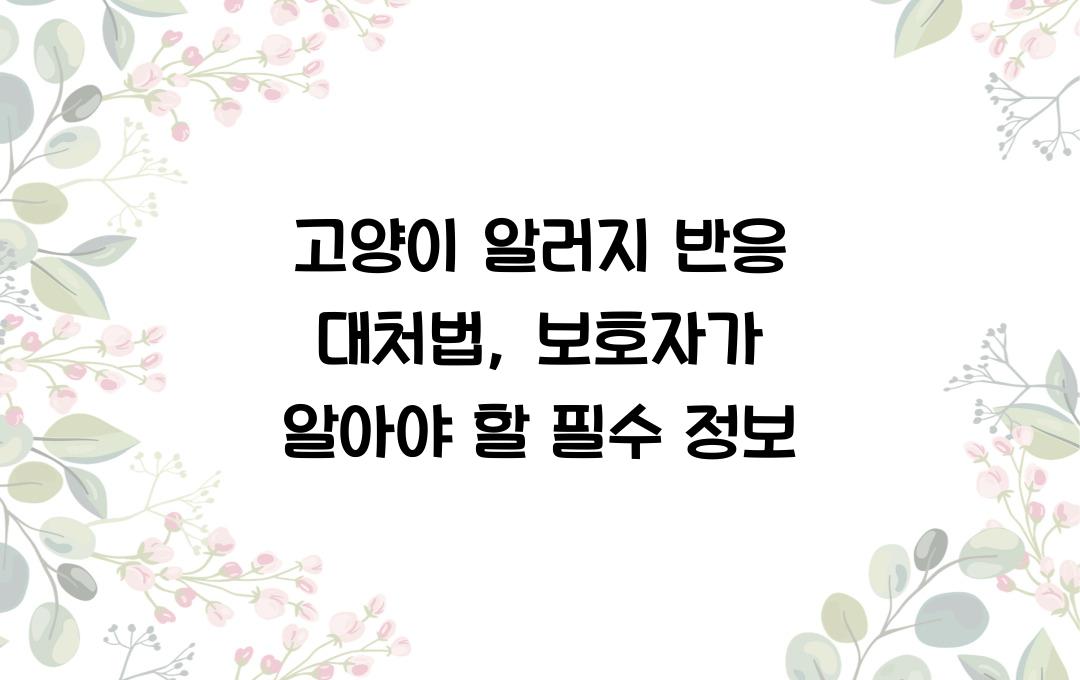 고양이 알러지 반응 대처법, 보호자가 알아야 할 정보