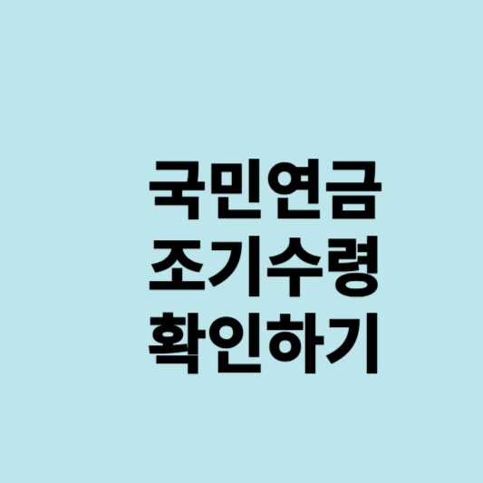 국민연금 조기수령 확인하기