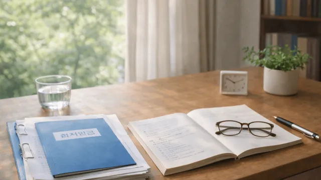 중년 퇴직금 세금과 IRP 계좌 기준을 정리한 책상 위 장면