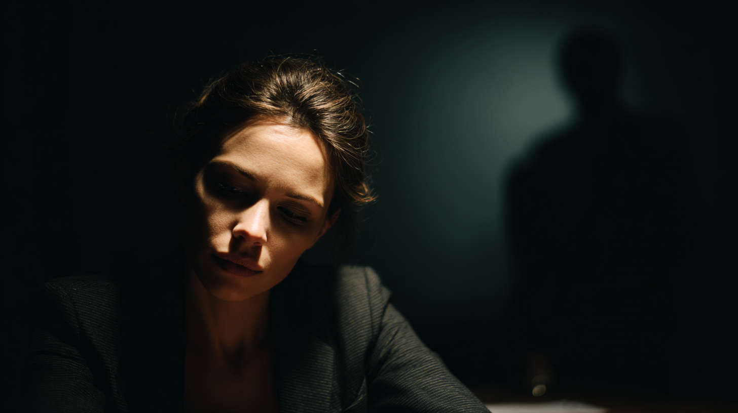 불편한 표정의 여성 사진