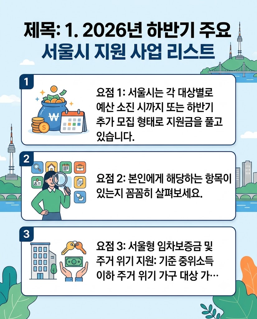 신청 기한 놓치면 정말 후회합니다! 2026 서울시 맞춤형 지원금 신청 조건과 총정리