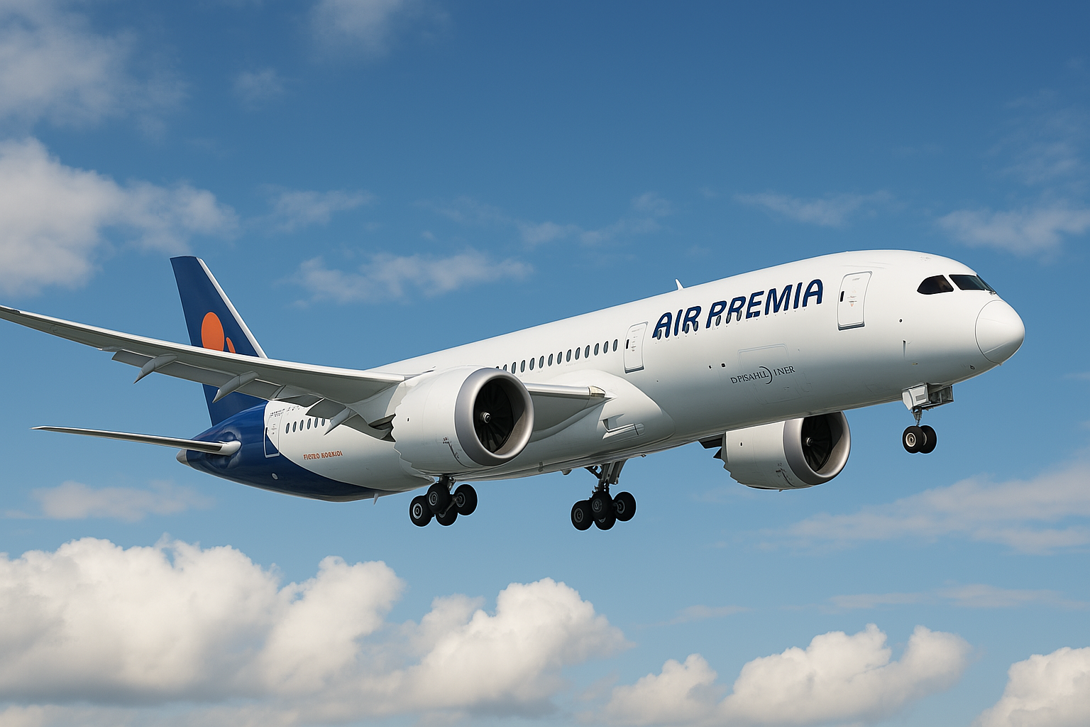 에어 프레미아 비행기 하늘을 나르는 이미지