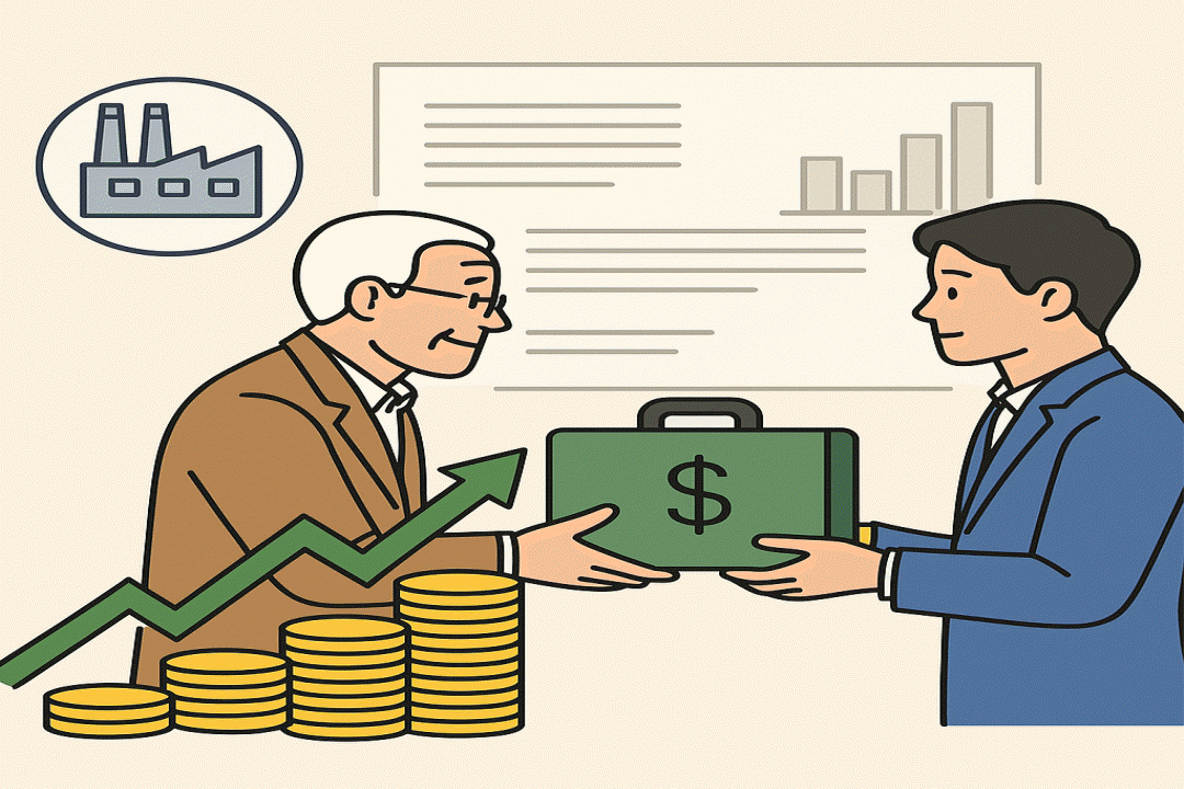 금고를 아들에게 주고 있음, 공장, 돈, 서류