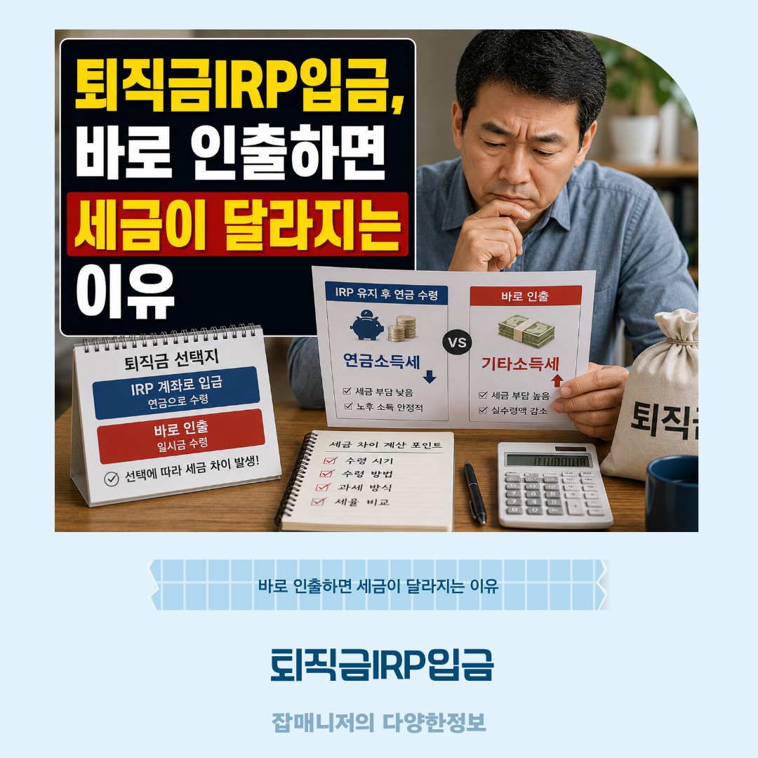 퇴직금IRP입금, 바로 인출하면 세금이 달라지는 이유