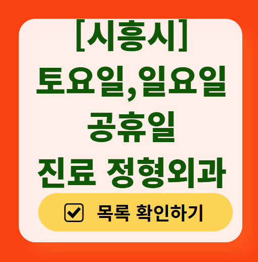 시흥시 일요일 문 여는 정형외과 목록 ❘ 토요일, 주말, 공휴일 진료 영업 병원 리스트