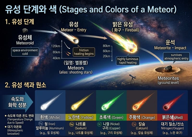 유성 단계와 색