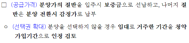내집마련리츠 공급 가격, 거주 기간