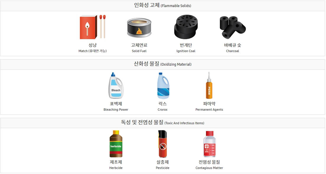 비행기 기내/위탁수하물 반입금지 품목 총정리 (ft. 액체 규정 포함)