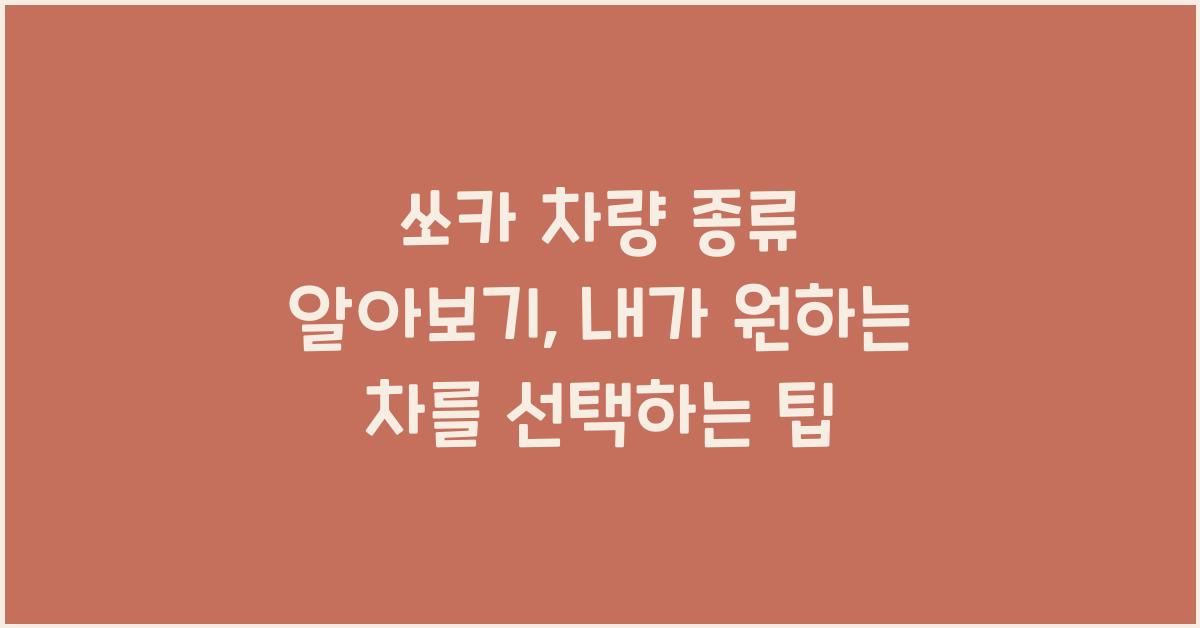 쏘카 차량 종류