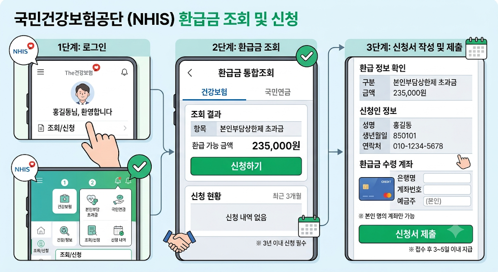 The건강보험 앱 환급금 조회 신청 방법