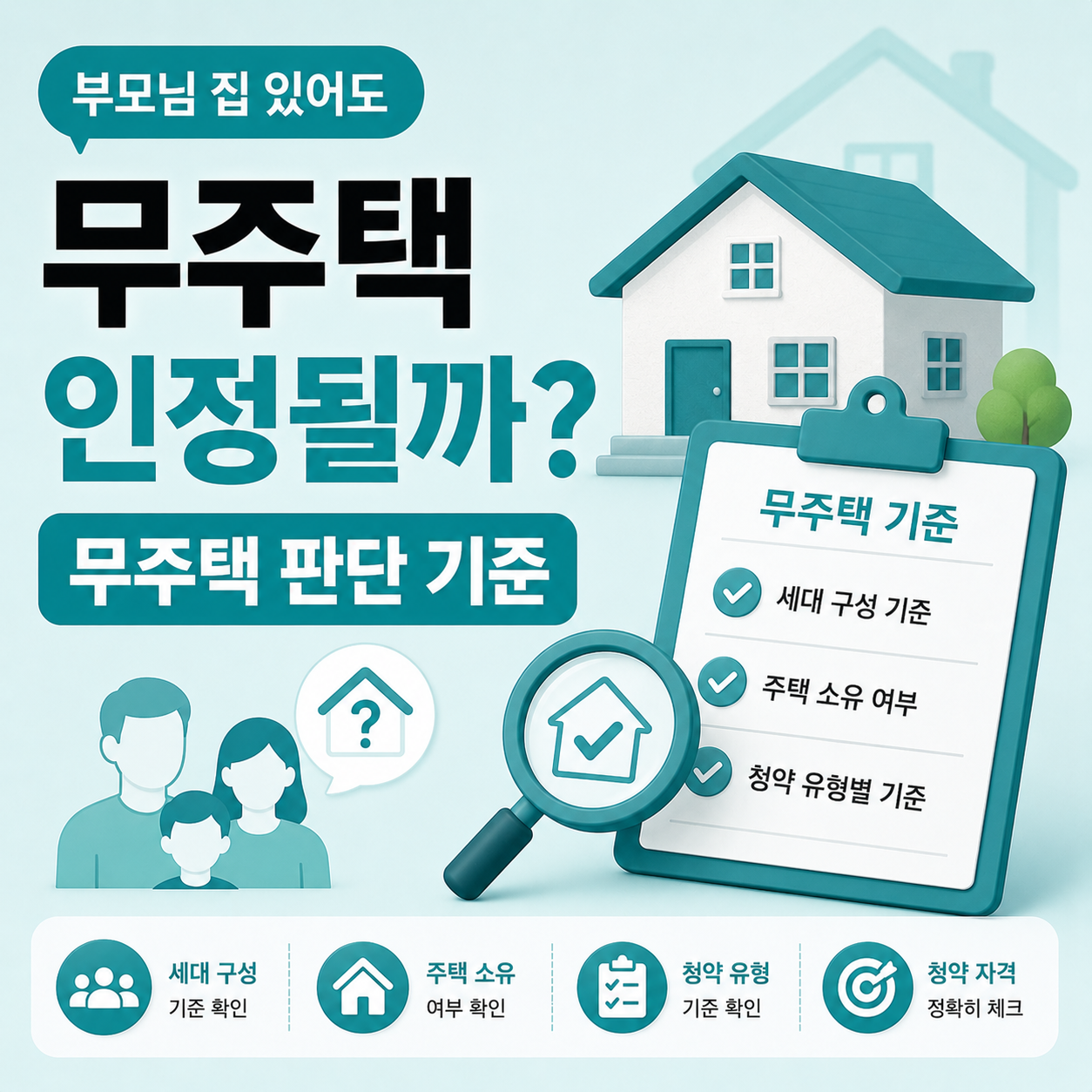 부모 집 있을 때 무주택 인정 기준 청약 자격 안내